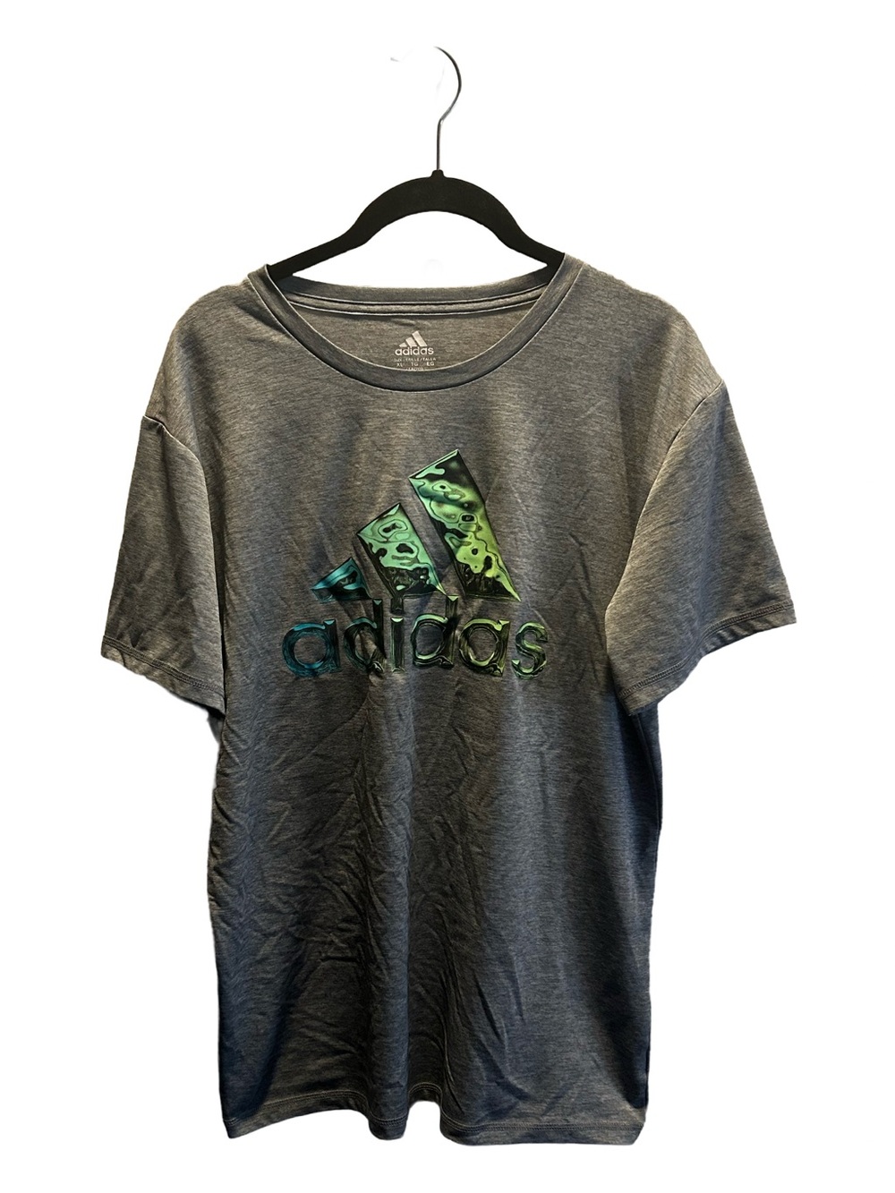 adidas Gray Tee with Green Logo Accent